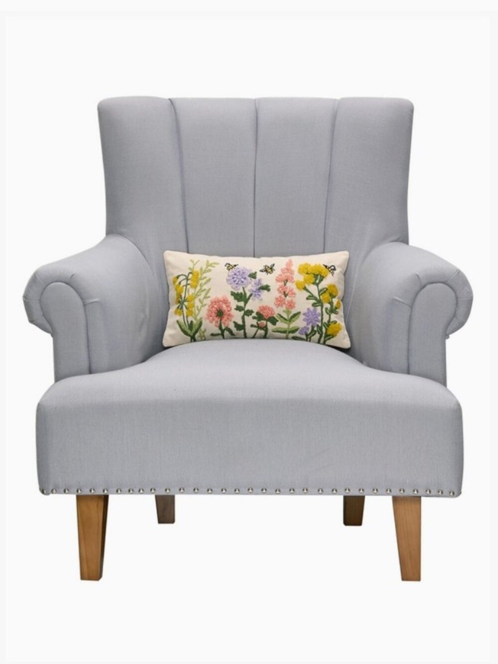 Floral Natural Field Embroidered Throw Pillow - Picture 2 of 4